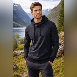 We Norwegians Tind Classic Merino Wool Hoodie XL Heathered Black Norway